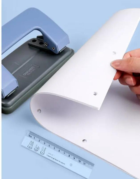 Using Two Hole Puncher For Paper And Crafts, Adjustable 3.15 Inch Hole Spacing, Squeeze To Punch Up To 20 Sheets, Skid Resistant Base