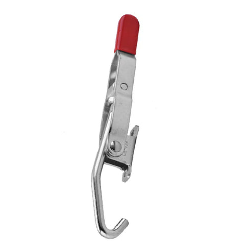 J Hook Toggle Clamp Stainless Steel Heavy Duty Hold Down Clamp for Woodworking Projects side view with red handle