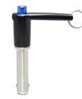 Durable Marine Grade Stainless Steel Ball Lock Pins With Quick Release Button For Easy Indexing, showing 3 inch length and 9/16 inch diameter design.