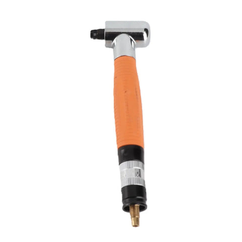 Pro Grade Pneumatic Pen Die Grinder With 90 Degree Right Angle Head And 3mm Collet For Precision Engraving and Detailed Polish Jobs, orange ergonomic handle.