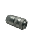 Beefy Heavy Duty Steel Test Port Quick Coupler For Diagnostic Tools With Female Pipe Thread 1/8 Inch Body Size And 1/8-27 NPTF Thread 1.8 Inch Length Silver Finish