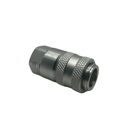 Beefy Heavy Duty Steel Test Port Quick Coupler For Diagnostic Tools With Female Pipe Thread 1/8 Inch Body Size And 1/8-27 NPTF Thread 1.8 Inch Length Silver Finish