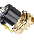 One Quarter Inch Electric Solenoid Valve 110V 115V 120V AC NPT Normally Closed Brass Body With Copper Coil, angled view