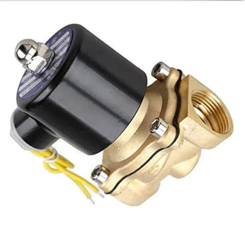 One Quarter Inch Electric Solenoid Valve 110V 115V 120V AC NPT Normally Closed Brass Body With Copper Coil, angled view