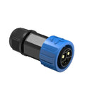 Rock Solid M23 8 Pin Waterproof Wire Connector IP67 Rated in blue and black, designed for e-bike charger setups.
