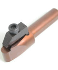 Pro Grade Lathe Tool Holder With Diamond PCD CBN PCBN Inserts for RNGN42, alloy steel mount, top angle view