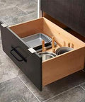 Drawer with 12 Pack Matte Black Aluminum Cabinet Pulls 5 Inch Length With 4 1/4 Inch Hole Center For Cabinets And Drawers