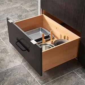 Drawer with 12 Pack Matte Black Aluminum Cabinet Pulls 5 Inch Length With 4 1/4 Inch Hole Center For Cabinets And Drawers