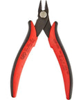 Flush Cut Micro Wire Cutters, 16 AWG Max, Pack Of 2, Angled Head With 8mm Long Jaws, red and black handle design.
