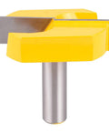 Beefy Spoilboard Surfacing Router Bit With Half Inch Shank Two And A Quarter Inch Diameter, yellow carbide tipped