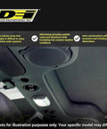 Design Engineering Boom Mat black sound-deadening headliner, installed in 4-door Jeep Wrangler JL interior roof panel.