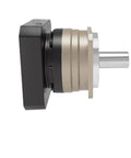 Heavy Duty Helical Gear Planetary Reducer Real Deal Servo Motor Speed Drive Unit with 3 5 10 50 to 1 ratios, side angle view.