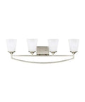Seagull Four Light Bath Fixture From Hanford Collection In Pewter Finish With Satin Nickel And Black Silver Accents, 33.5-inch wide