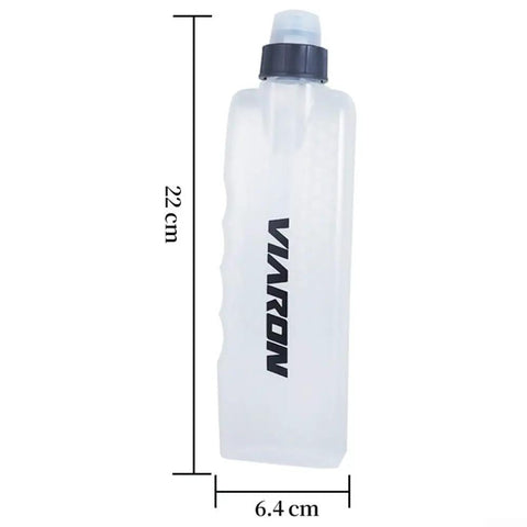 Curved 400ml Water Bottle For Running And Cycling, clear ergonomic design, labeled with dimensions 22 cm by 6.4 cm