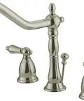 Heritage Widespread Lavatory Faucet Brushed Nickel Finish With 8 To 16 Inch Spread 3-Hole Deck Mount Drip-Free Ceramic Disc