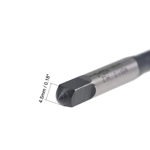 Close-up of Spiral Point Threading Tap M6 X 1.0 With H2 Tolerance TICN Coated High Speed Steel showing tip and dimensions