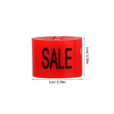 Red Sale Hanger Markers 200 Pcs High Visibility Coding Tags for wire and metal hangers, 1cm size, ideal for retail stores.