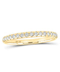 Real Deal 14K Yellow Gold Women Round Diamond Machine Set Band Ring With One Sixth Cttw Brilliant Gems displayed from the side