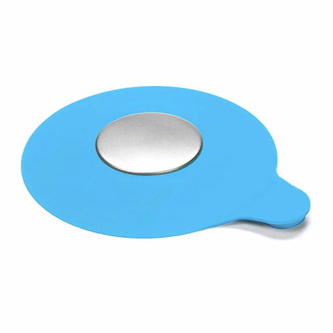 2pcs Silicone Bathtub Drain Stopper Flat Cover Seal and Removal Tab, blue silicone, round flat design, easy to use for drains.