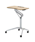 Hassle Free Pneumatic Sit Stand Laptop Desk Cart With Smooth Lever Adjustments, mobile workstation on wheels, ergonomic design.