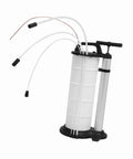 Heavy Duty Manual Oil Extractor Pump With 9L Tank For Cars Trucks And Motorcycles Suction Device with hose extensions on display.