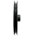 Side view of Three Quarter Inch Bore V Belt Pulley With Eight And A Quarter Inch Outer Diameter One Groove Cast Iron Sheave For A 3L And 4L V Belts