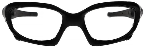 Badass Wraparound Safety Glasses Featuring Dope Black Full Rim Frames And Impact Resistant Polycarbonate Photochromic Lenses shown front view.