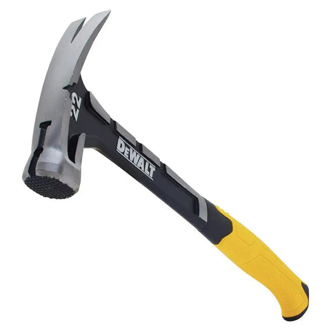 Heavy Duty 22 Oz Framing Hammer With 1-Piece Steel Construction, Yellow and Black Finish, Model DWHT51064, side view