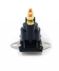 Front view of a black Power Trim Tilt Starter Solenoid Relay For Mercury Mariner Outboards And MerCruiser Stern Drives Motors 35 To 275 HP