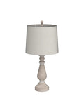 Mid Century 24.5 Inch Table Lamp Set of 2 for Living Room and Bedroom Rustic Beige Resin Bases With Linen Shade