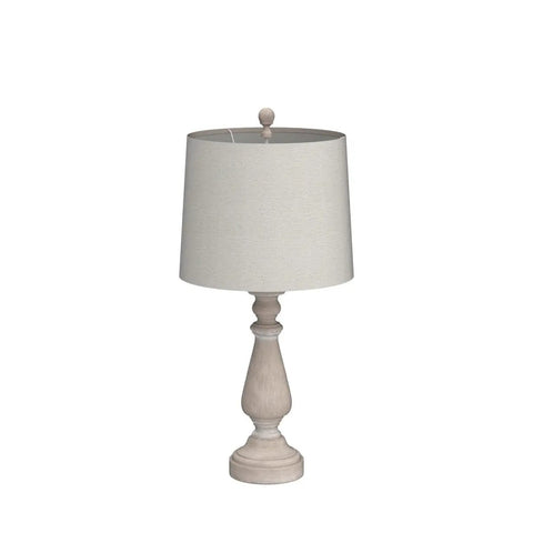 Mid Century 24.5 Inch Table Lamp Set of 2 for Living Room and Bedroom Rustic Beige Resin Bases With Linen Shade