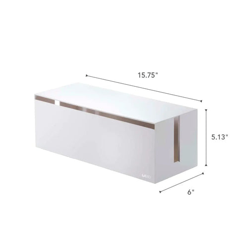 Cable Management Box With Lid For Office Setup, ABS plastic, 15.75x6x5.13 inches, minimalist design for hiding wires.