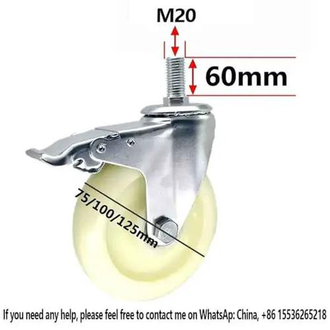 Heavy Duty 125Mm Swivel Caster Wheels With Brake 4 Pack Nylon Cart Wheels For Furniture Tools And Gear with clamp and measurements