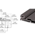 Built Like A Tank Heavy Duty Full Surface Door Hinge With Dark Bronze Anodized Finish Supporting Up To 600 Pounds Smooth Swing Straight Pin Commercial Hardware dimensions and profile view