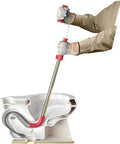 Heavy Duty Toilet Auger With Bulb Head Snake And Pro Clog Remover For Modern Low Flow Toilets Smooth Operator Drain Tool in use.
