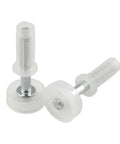 No Sweat Eight Piece Bifold Door Top Guide Roller Kit With Heavy Duty Stainless Steel Build For Slick Operation And Quick Room Divider Repair Upgrade, set of two guide rollers, stainless steel and plastic.