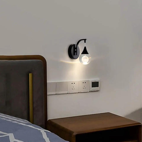 Moon Crystal LED Wall Sconce With Dimmable 5W Light Modern Matte Black Bedroom Bedside And Living Room Lighting Elegant Crystal Globe Moon Inside For Hallway And Bathroom Lit Ambient Glow