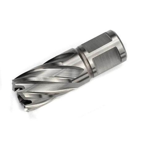 Oscarbide annular cutter with Weldon shank, 13/16 in cutting diameter, 1 in depth of cut, metallic finish