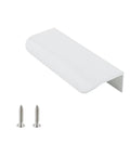 White Curved Edge Aluminum Furniture Pull with screws, 3.94 inch length, 2.52 inch hole centers, part of Pack 6 for Cabinets Drawers Dresser