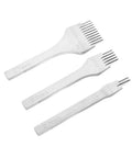White Steel Leather Crafting Tool Set Featuring a 2.7mm Prong Stitching Chisel and 2510 Punch Lacing Irons for Leatherwork