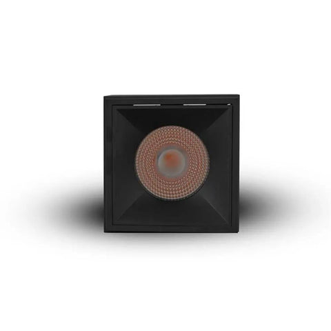 Node 4 In Square Integrated LED Downlight With Remote Driver ETL Certified Surface Mount Fixture, front view, black finish