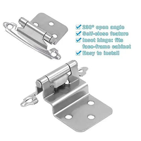 30 Piece Embedded Hinges For Face Frame Kitchen Cabinets Satin Nickel Self Closing Soft Close Cabinet Door Hardware Set