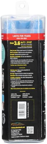 Absorber XL blue synthetic drying chamois cloth in package, 29 x 18 in, front view, for cars and trucks