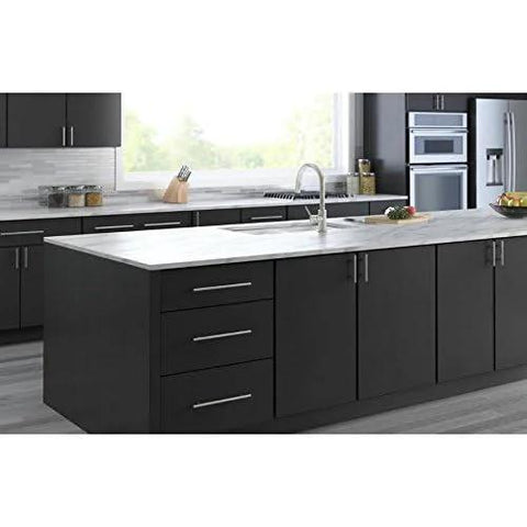 224mm Center To Center Stainless Steel Bar Cabinet Pull With Sleek Brushed Finish Classic Contemporary Look For Modern Kitchens And Cabinets Complements Stainless Appliances And Fixtures Installs In Minutes With Included Hardware Two 1 Inch Screws on dark kitchen cabinets