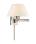 25-Inch One Light Swing Arm Wall Lamp In Brushed Nickel Finish With Oatmeal Fabric Shade, Perfect For Bedside, Reading Nook, Home Office