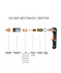 25 Piece Plasma Electrode And Nozzle Kit 212724 219682 212730 for ICE 60T 80T TM CX 100T Torch with drag shield components