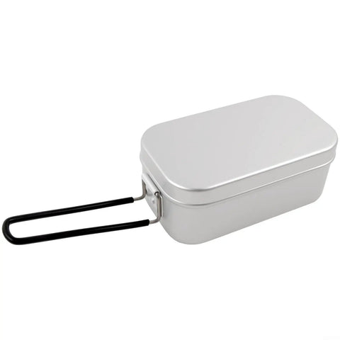 Ultralight Aluminum Camping Cookware Set 2-In-1 Grab-And-Go Lunch Box with folding handle for hiking and backpacking