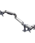 Top Shelf Heavy Duty Monitor Mount With Extended Reach And Slick Multi Angle Swivel Functionality For Zero Friction Setup and Rock Solid Screen Stability For Daily Grind Warriors, steel arm design.