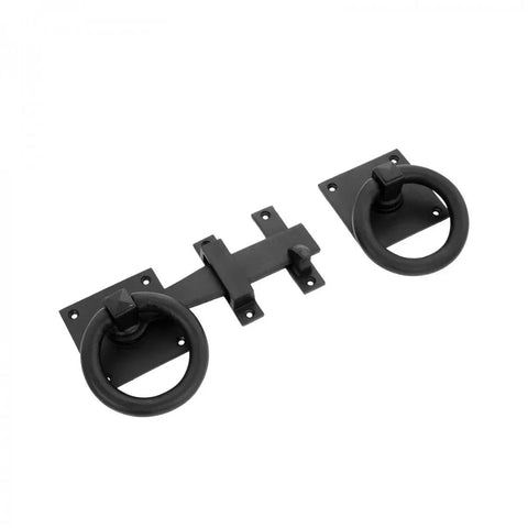 Handforged Square Base Gate Latch Casting 9 Inch For Rustic Bar Garden Yard secure heavy metal latch with rings and plates
