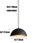 Glossy Dome Semicircle Hanging Lamp, Colorful Ceiling Pendant Light Fixture, Minimalism Metal Lighting, Industrial Chandelier for Kitchen Island Sink Dining Room Counter(Orange 2,13.7in) with adjustable height and black shade.